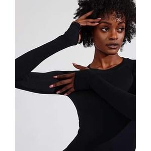 Buffbunny Synergy Long Sleeve Cutout Back Seamless Workout Top Black Size XS